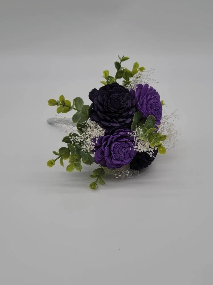 Dark Purple And Lavender Sola Wood flower Wedding Bouquet