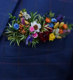 Dried Flower Pocket Square Boutonniere