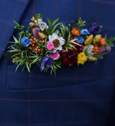 Dried Flower Pocket Square Boutonniere