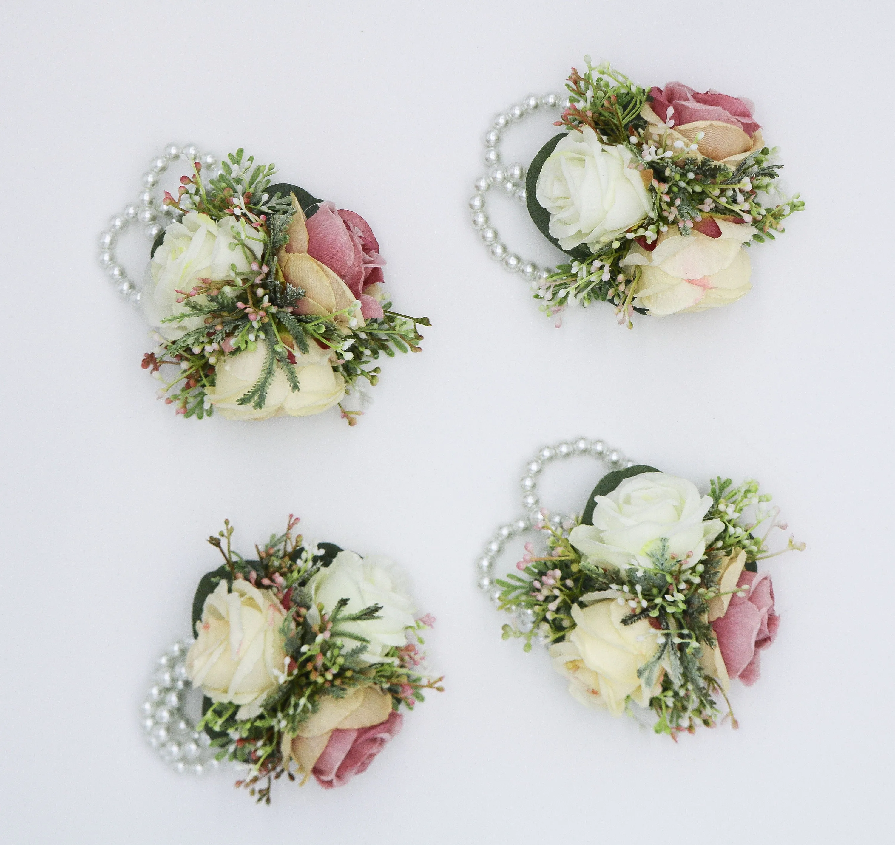 Dusty Rose and Ivory Wedding Bouquet, Wedding Flowers, Bridesmaid Bouquets, Corsage, bridal Flower Package