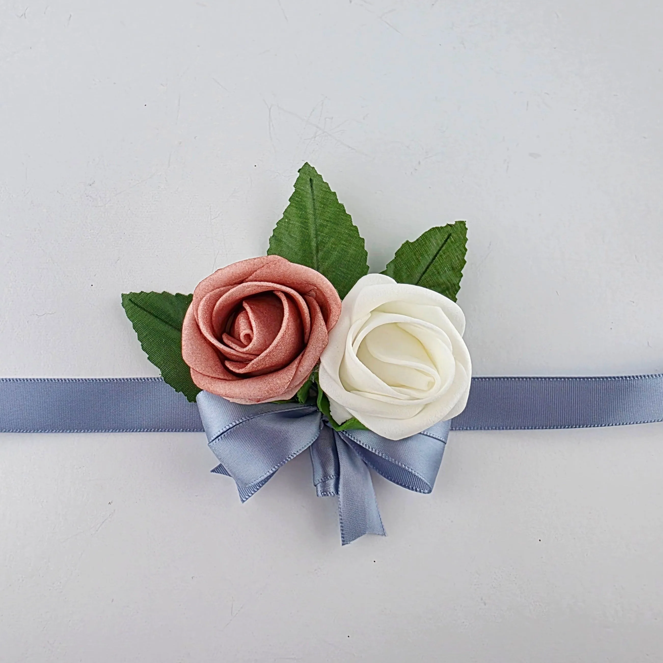 Dusty Rose and white Kids Corsage or Boutonniere – Real Touch Flowers
