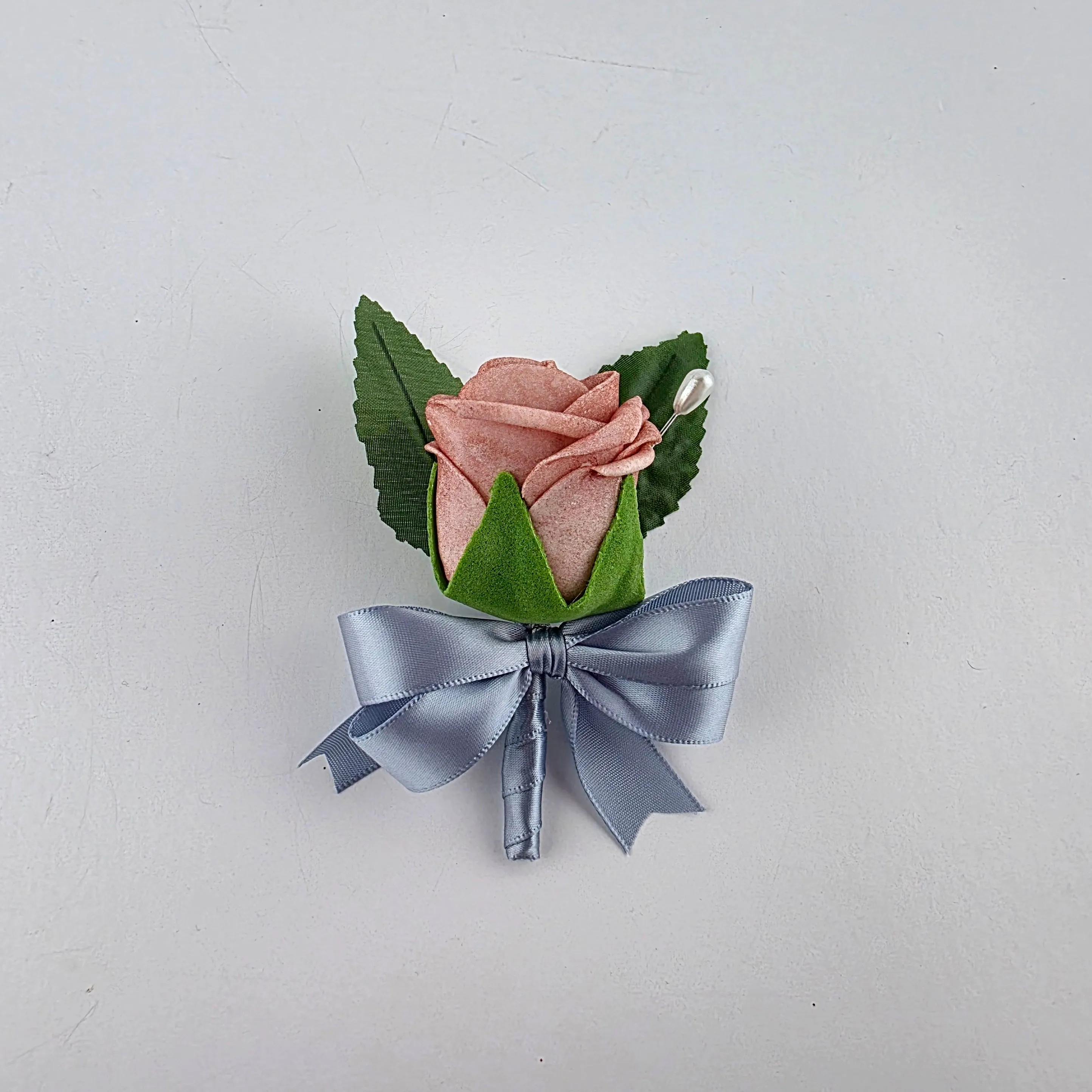 Dusty Rose and white Kids Corsage or Boutonniere – Real Touch Flowers