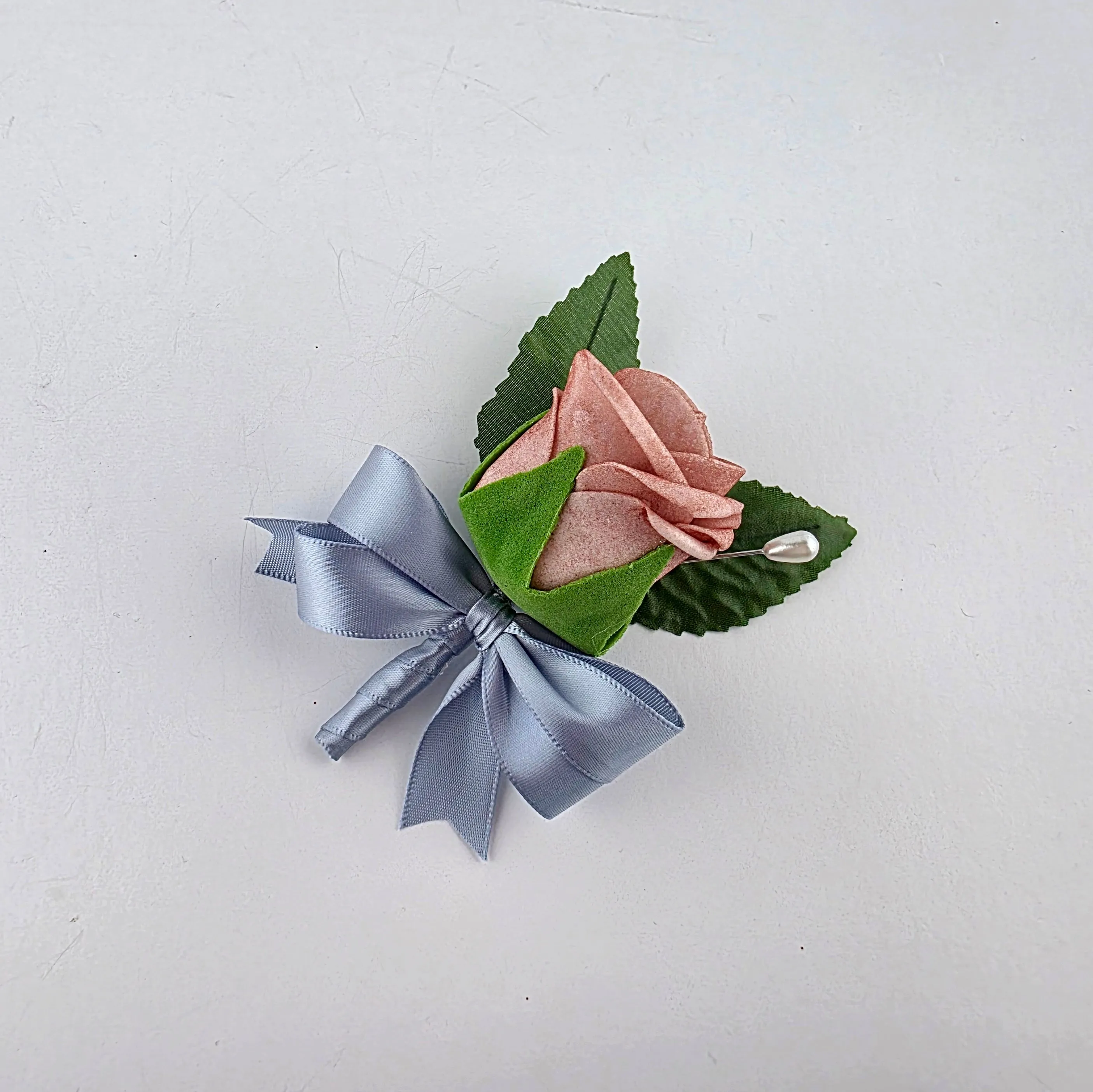 Dusty Rose and white Kids Corsage or Boutonniere – Real Touch Flowers
