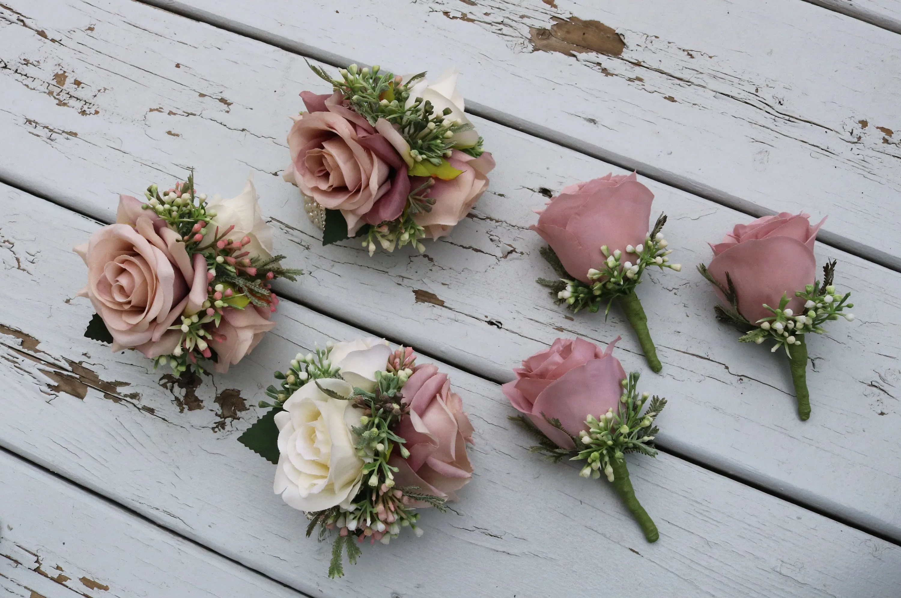Dusty Rose Wedding Bouquet, Bridal Bouquet, Artificial Wedding Flowers, Bridesmaid Bouquets, Corsage, bridal Flower Package, silk bouquet