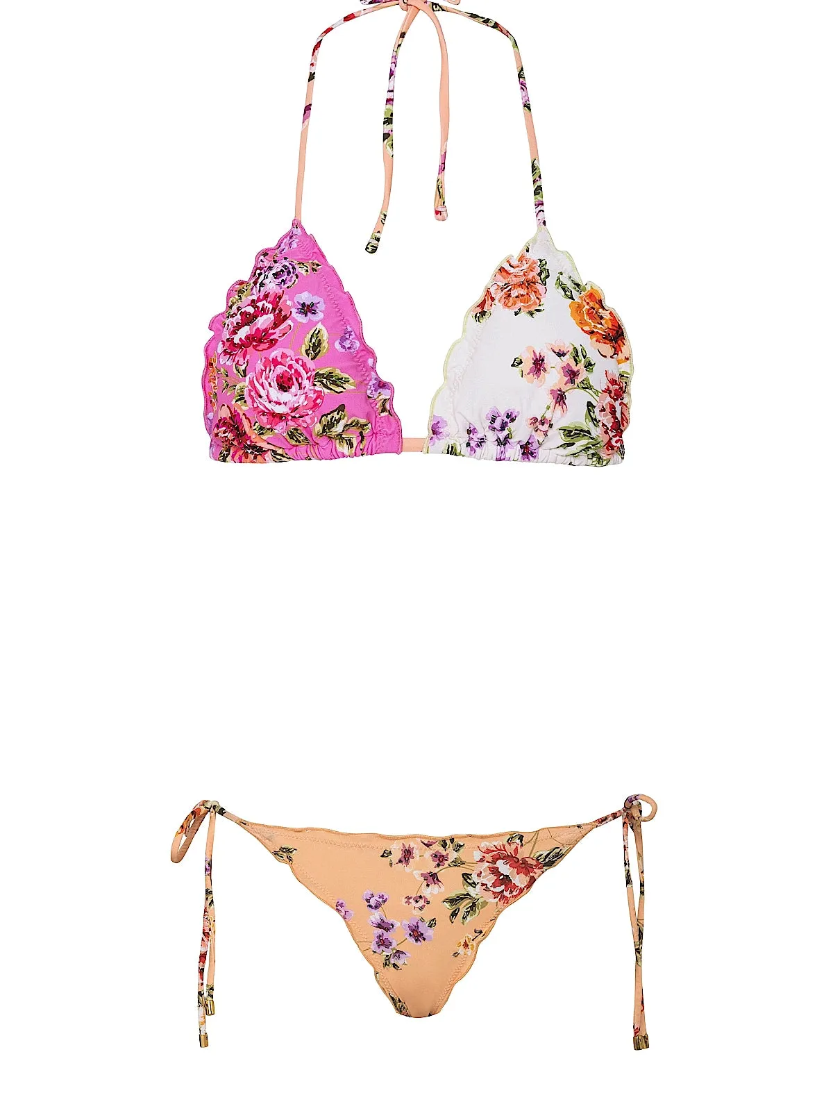 Embroidered Lettuce Edge Tri-Embroidered Lettuce Edge Tie Bikini