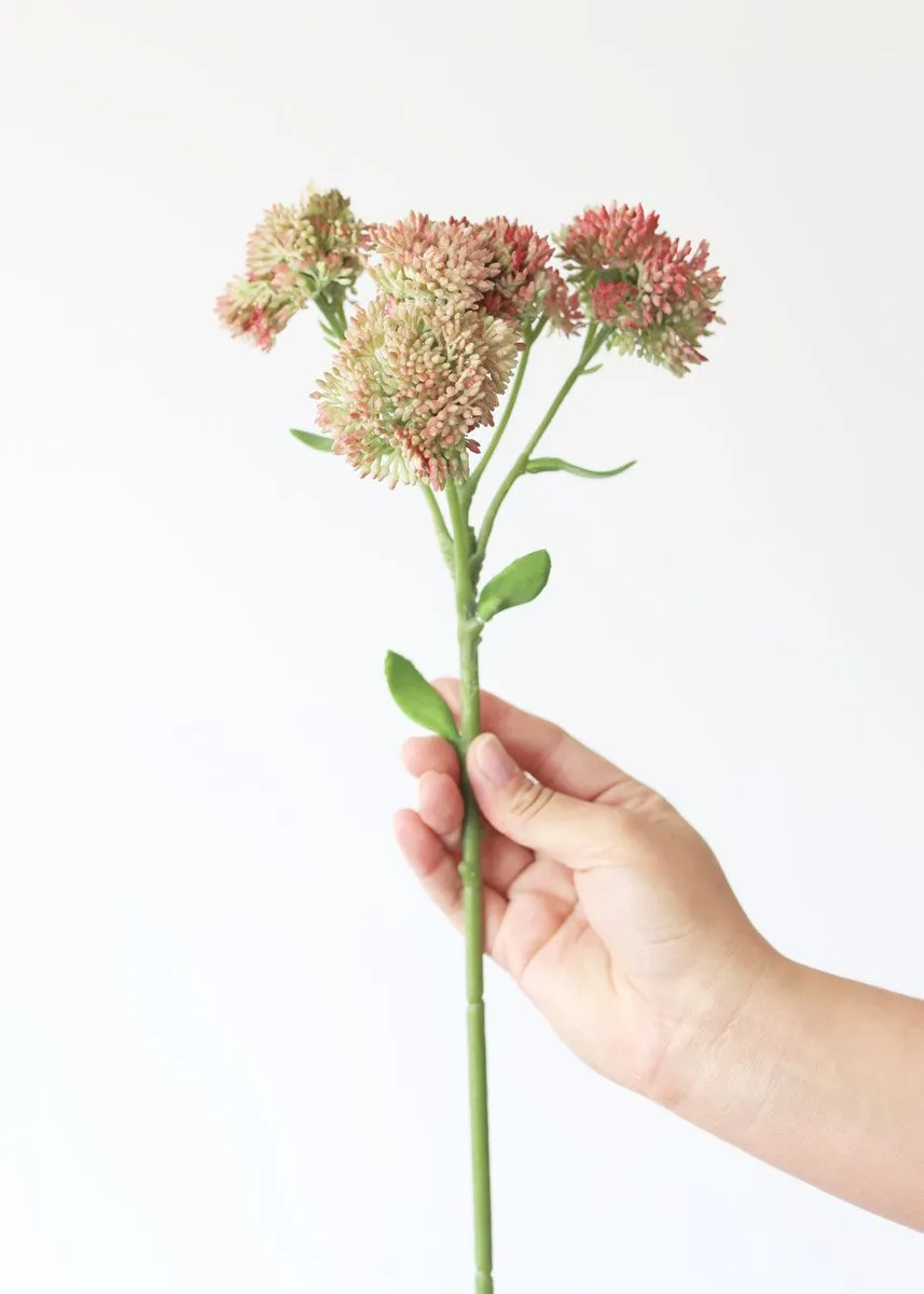 Fake Sedum Clusters Pick in Pink - 15"