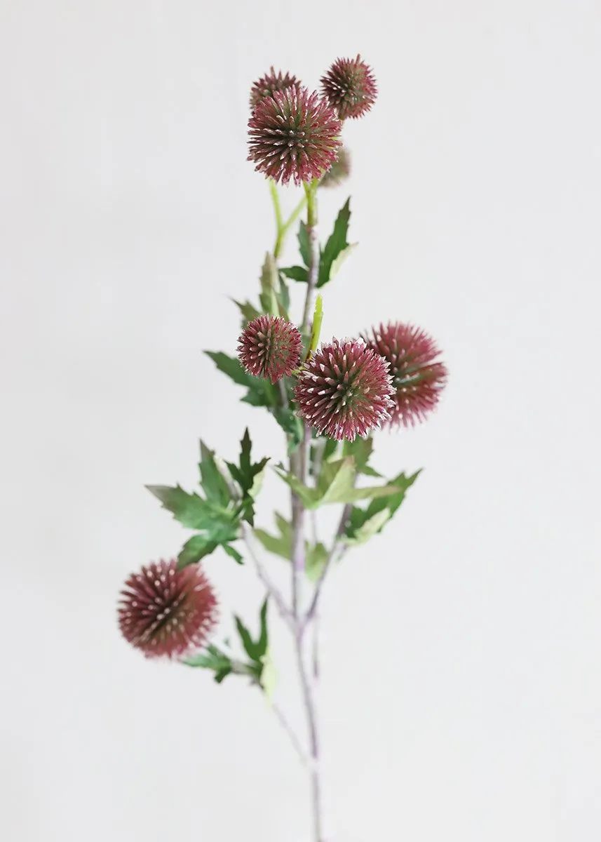 Fake Thistle Flowers in Wine Burgundy