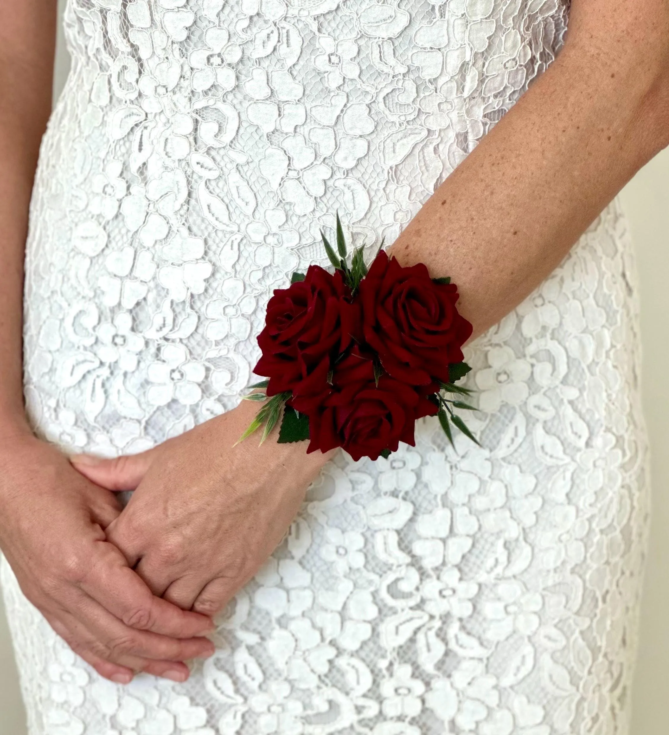 Faux Burgundy Rose Wedding Flower Package