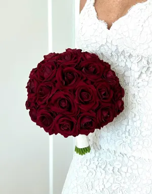 Faux Burgundy Rose Wedding Flower Package