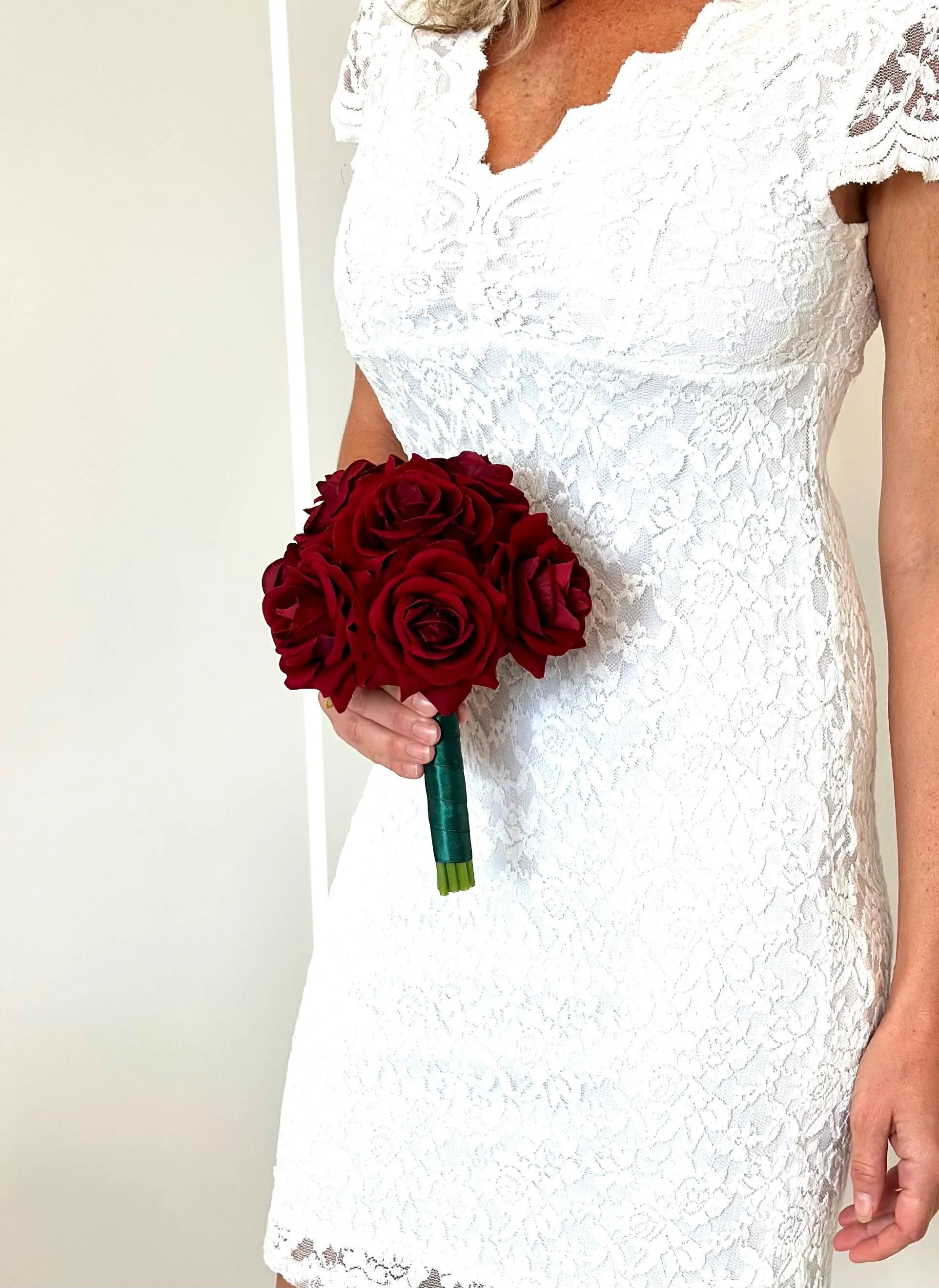 Faux Burgundy Rose Wedding Flower Package
