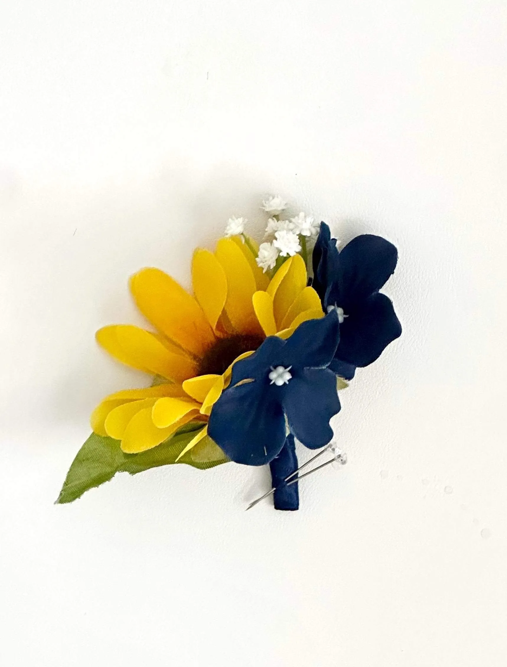 Faux Sunflower and Navy Blue Hydrangea Wedding Flower Package