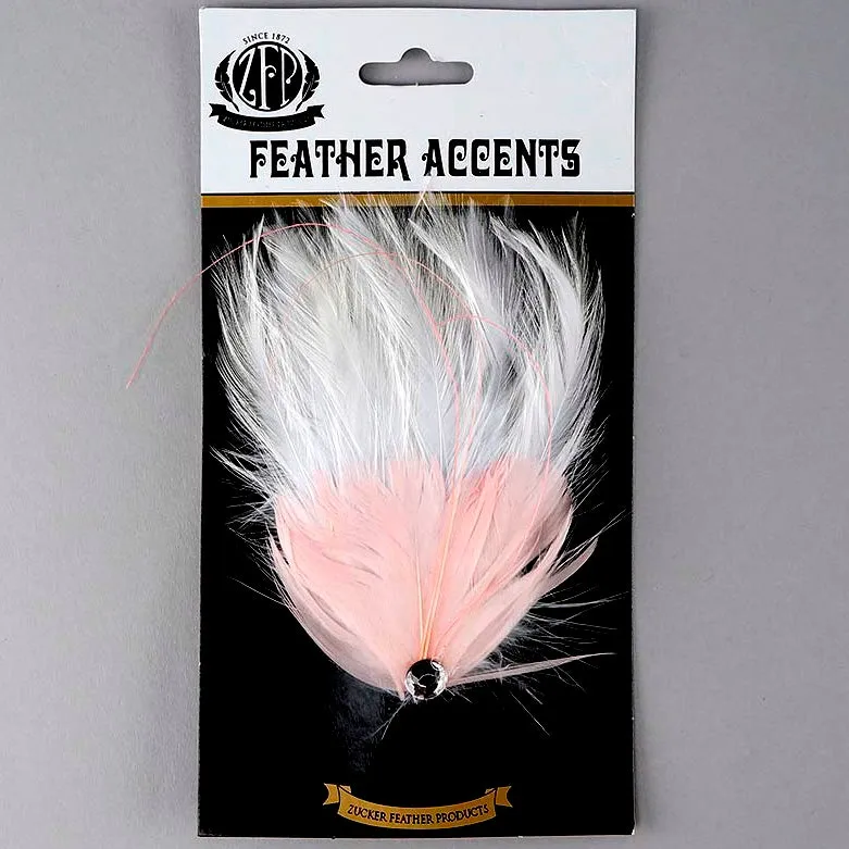 Feather Corsage-Hackle-Goose-Peacock - Champagne/White