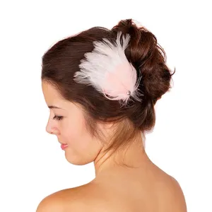 Feather Corsage-Hackle-Goose-Peacock - Champagne/White