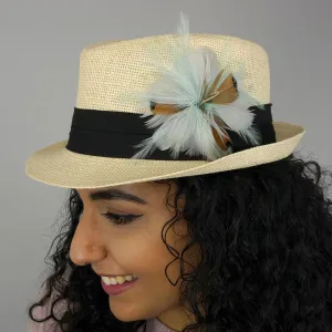 Feather Flower Corsage - Mint Green / Silver