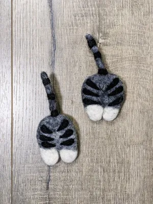 Felt Cat Bottom Brooch