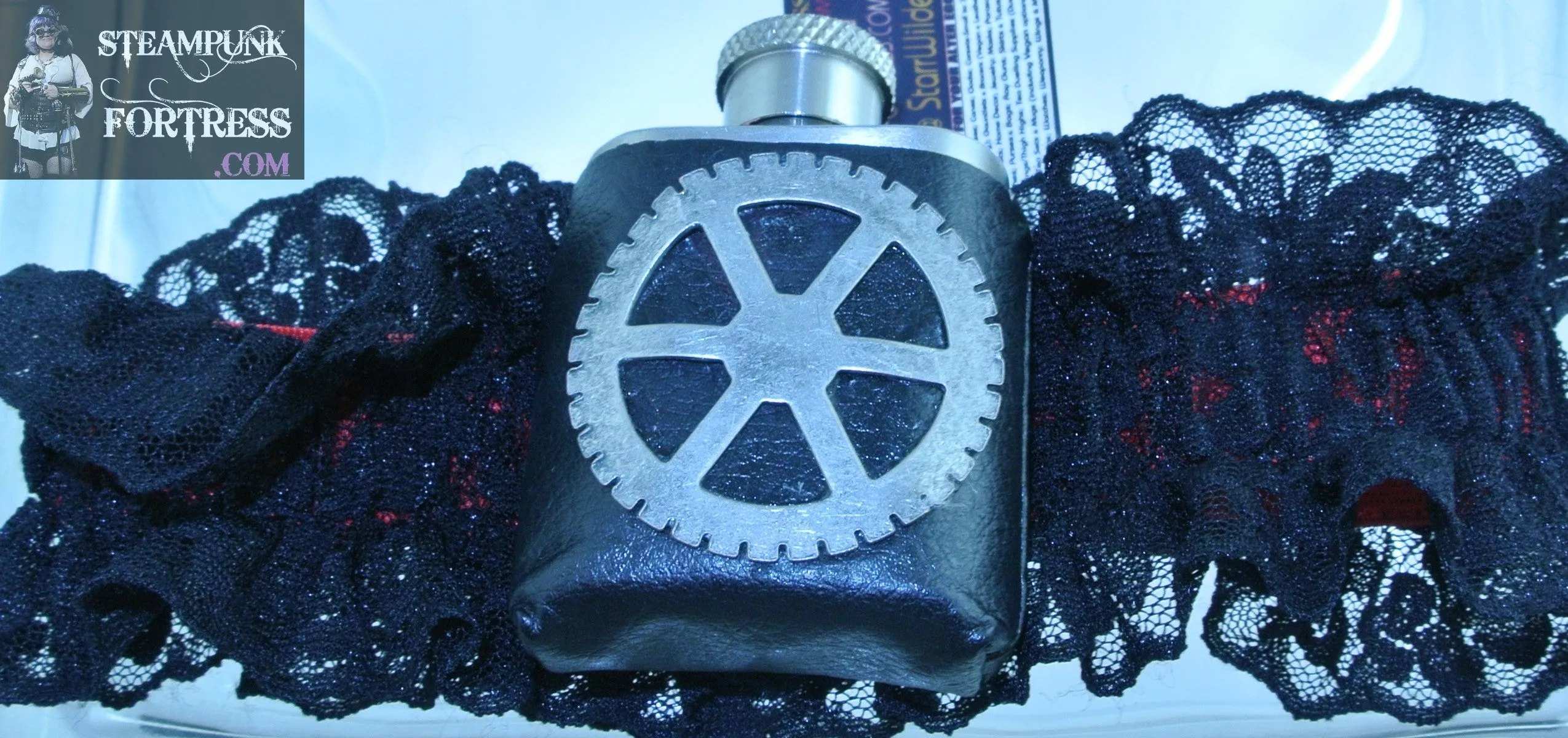 FLASK REAL 1 OZ SHOT WORKING SILVER XL ROUND WATCH CLOCK GEAR COPPER BRASS SILVER OPEN GEARS BLACK RED GARTER WEDDING STARR WILDE STEAMPUNK FORTRESS