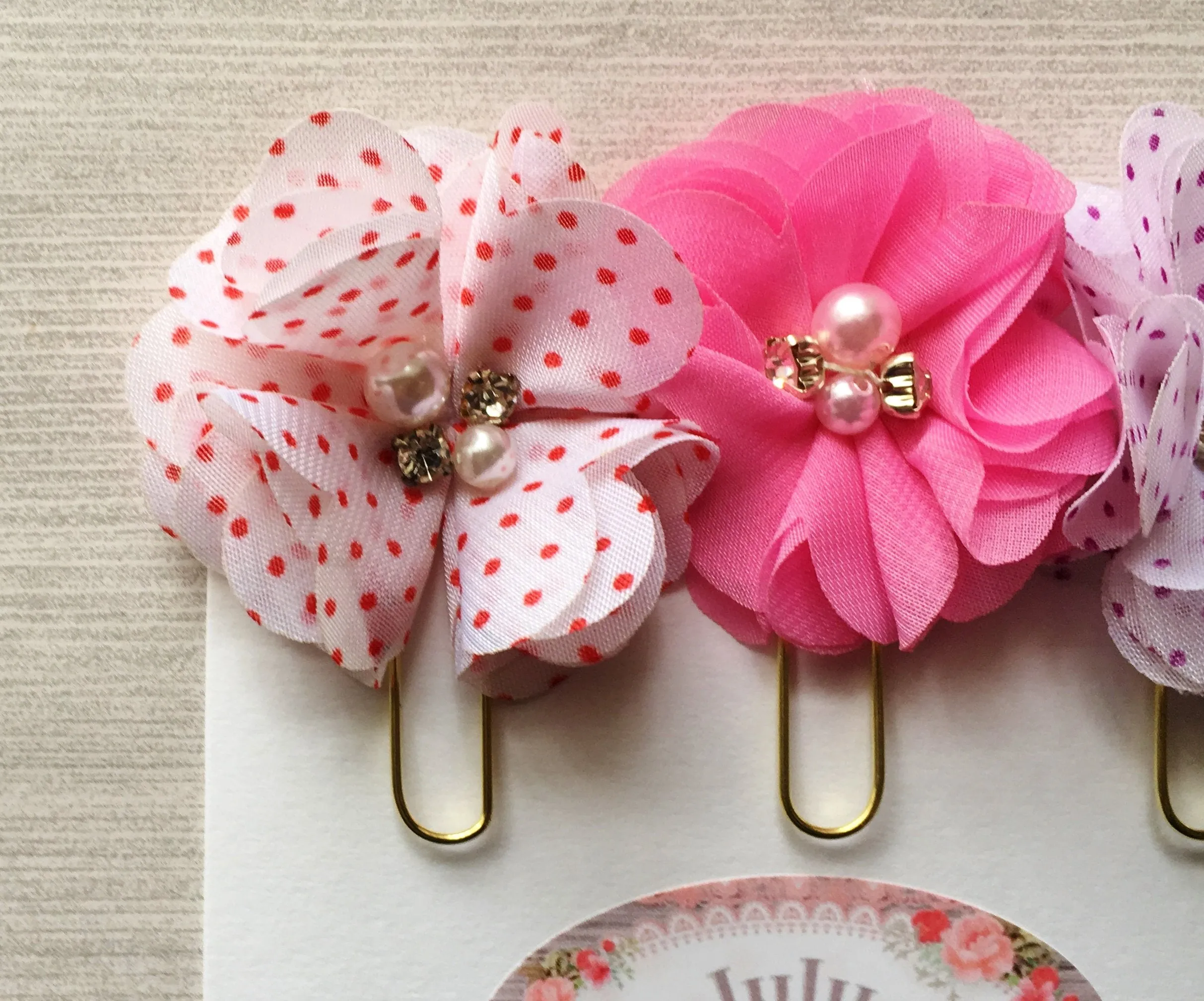 Floral Themed Planner Clips, Set of 3