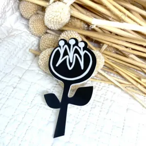 Flower Brooch 1- Black & White