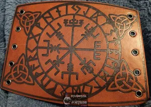 GAUNTLET BROWN GENUINE LEATHER CELTIC GUARD BRACER HALLOWEEN COSTUME COSPLAY