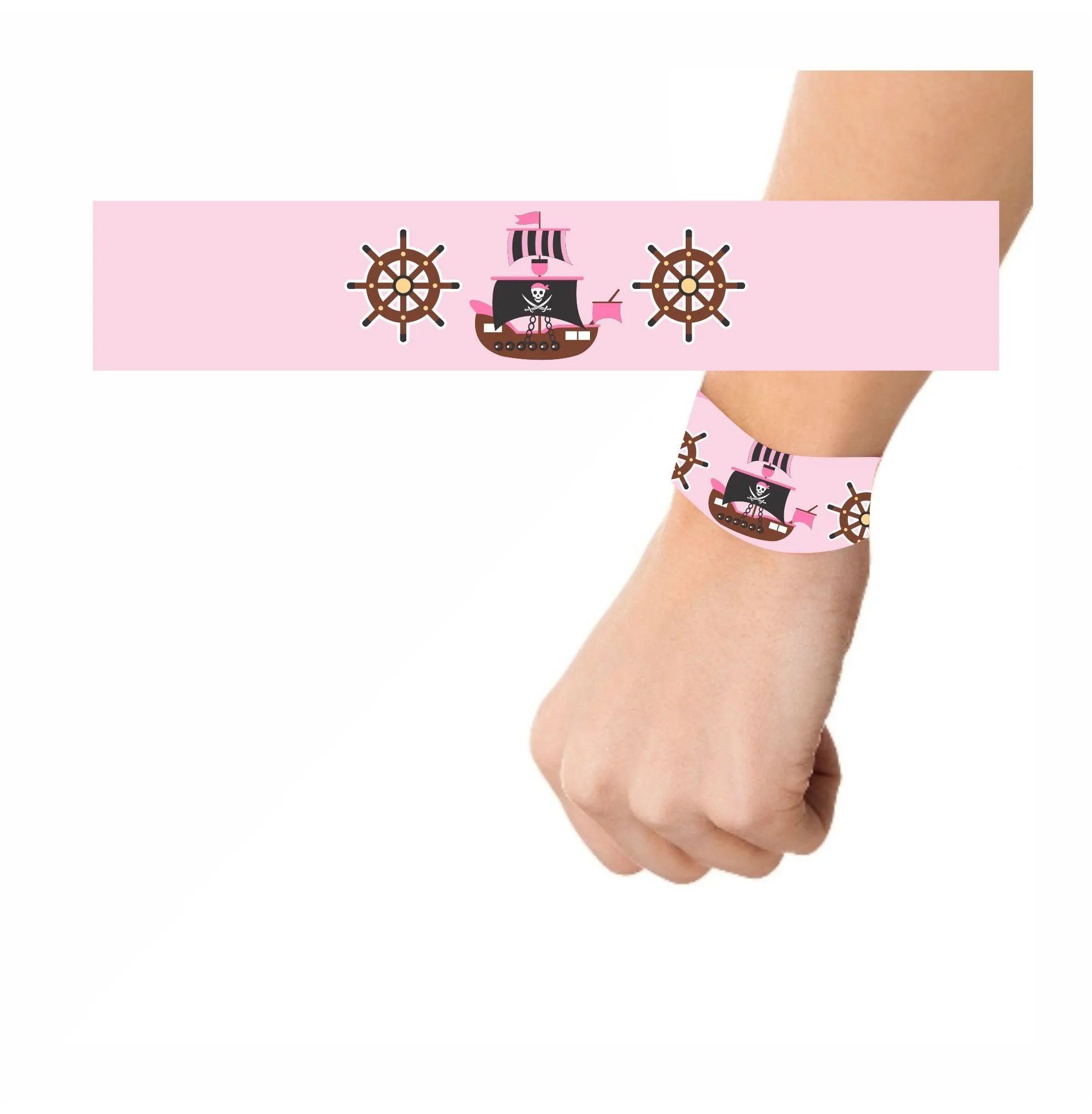 Girly Pirate Theme Wrist Bands - Pack of 10