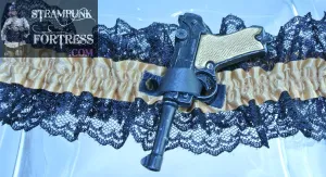 GOLD DARK XL PLUS BLACK GUN BLACK BRASS HANDLE RUTGER STYLE GUNMETAL STUDS GARTER WESTERN WEDDING HALLOWEEN STARR WILDE STEAMPUNK FORTRESS