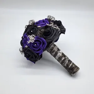 Gothic Purple and Black Wedding Bouquet with Spiders – Alternative Bridal Bouquet