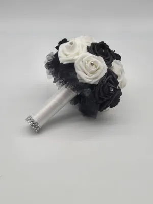 Gothic Skull Black and White Wedding Bouquet