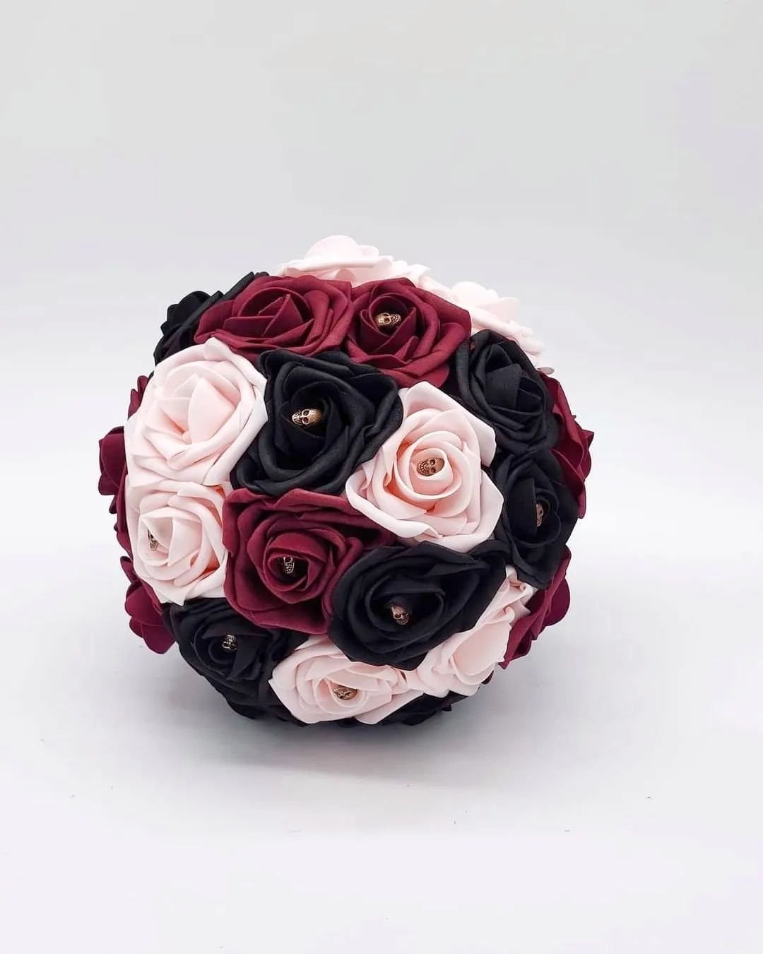 Gothic Skull Black, Burgundy, & Blush Wedding Bouquet