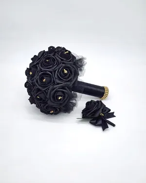 Gothic Skull Black Wedding Bouquet