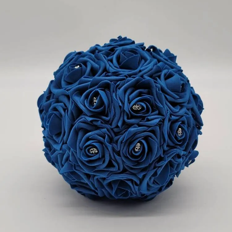 Gothic Skull Royal Blue and Black Wedding Bouquet