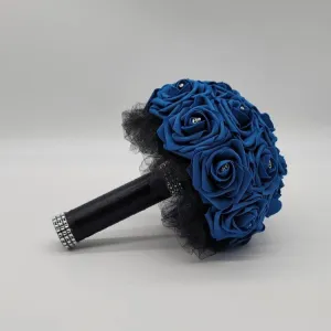 Gothic Skull Royal Blue and Black Wedding Bouquet