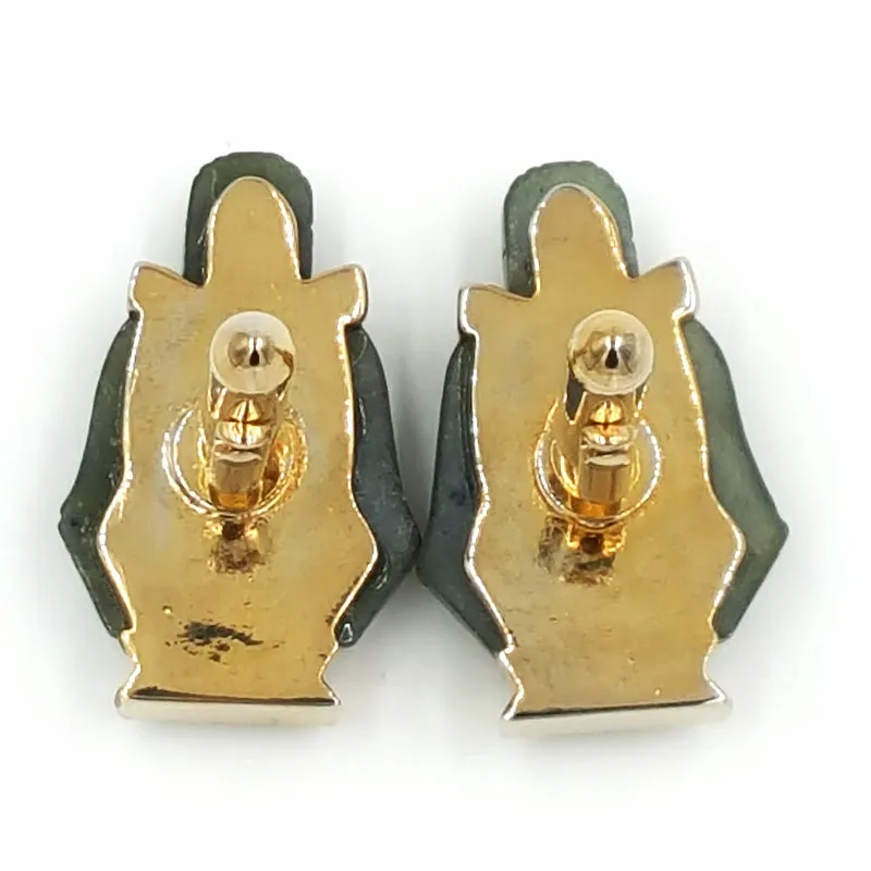 Grand Prix Jade Buddha Cufflink and Tie Pin Set Vintage Original Box
