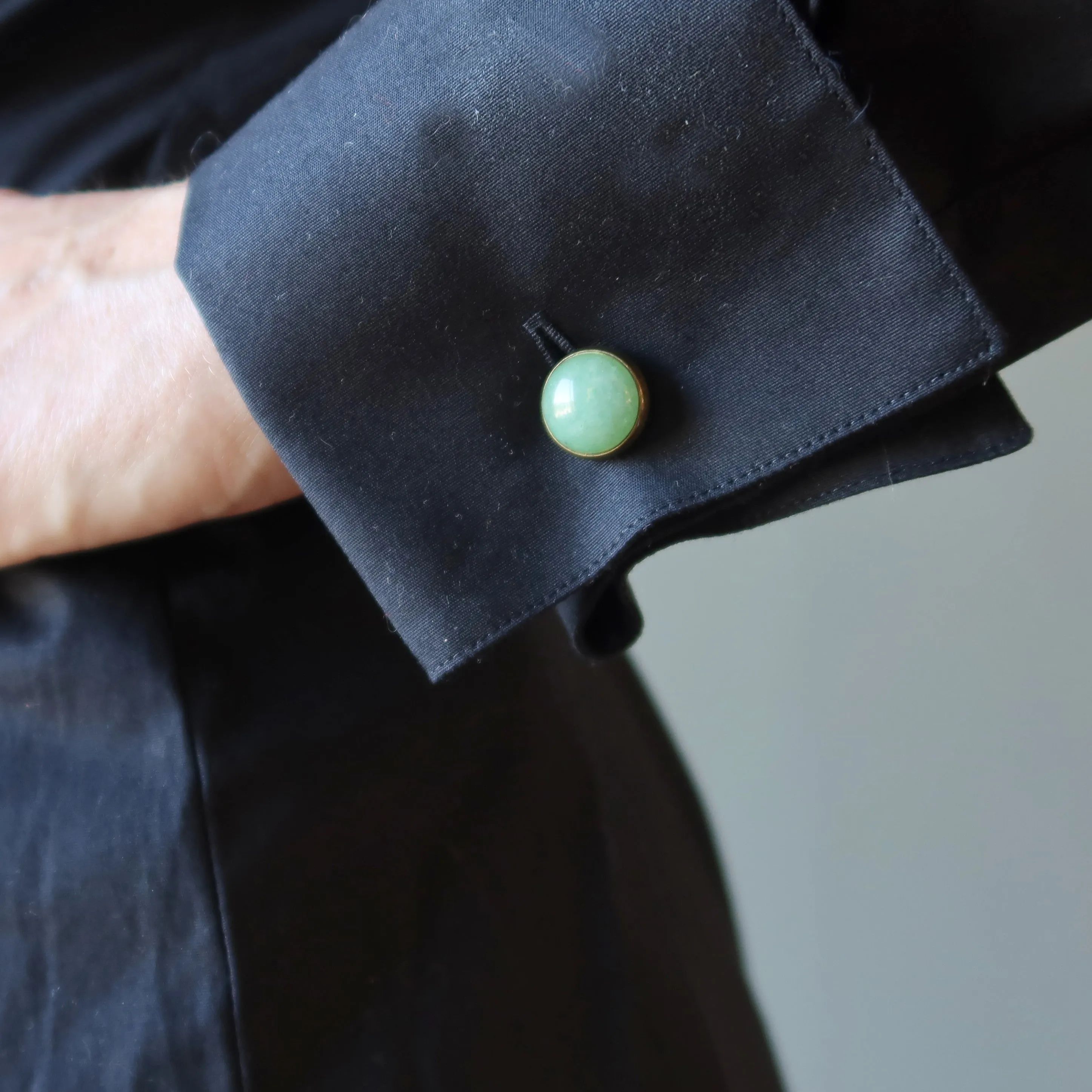 Green Aventurine Cufflinks Wealthy Boss Bronze