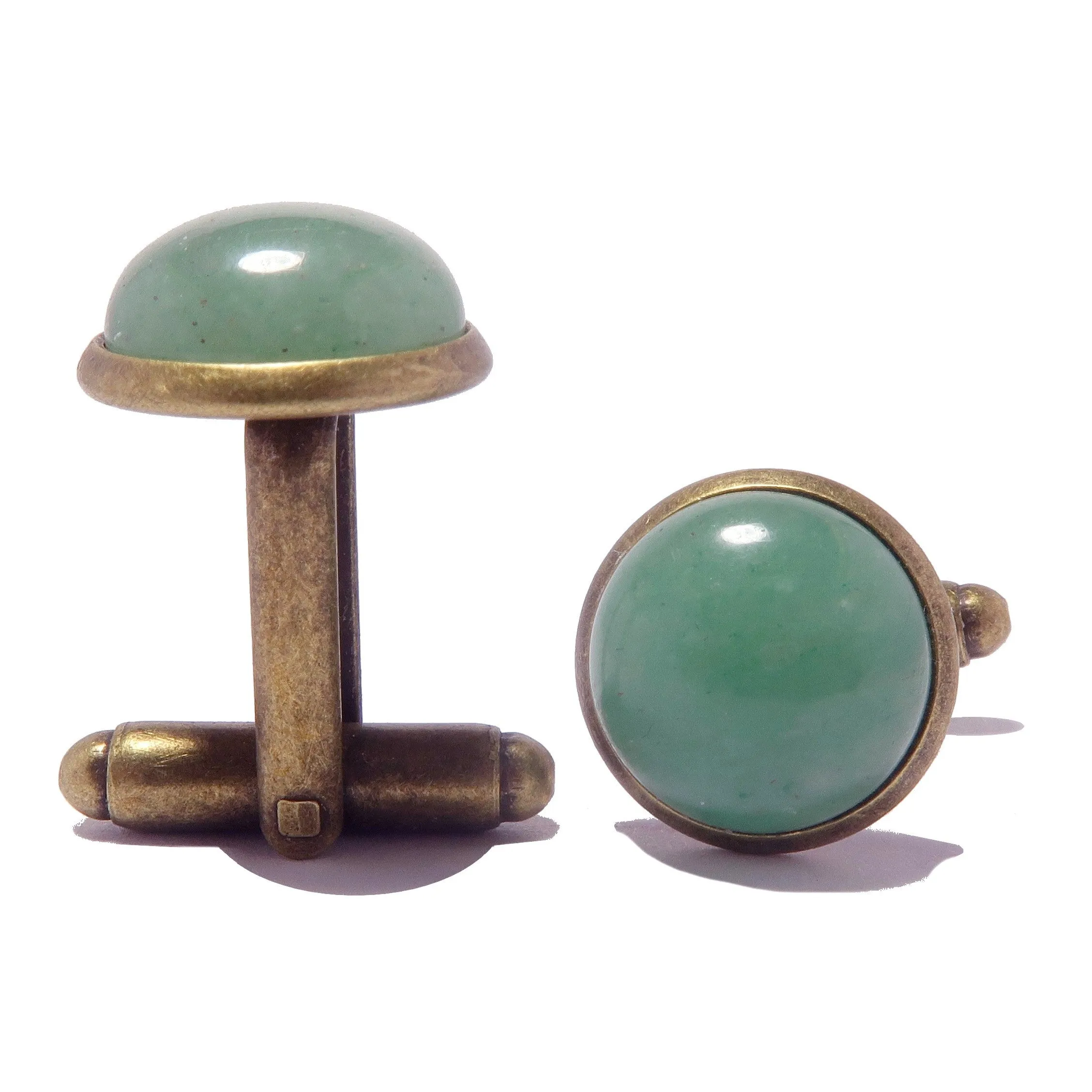 Green Aventurine Cufflinks Wealthy Boss Bronze