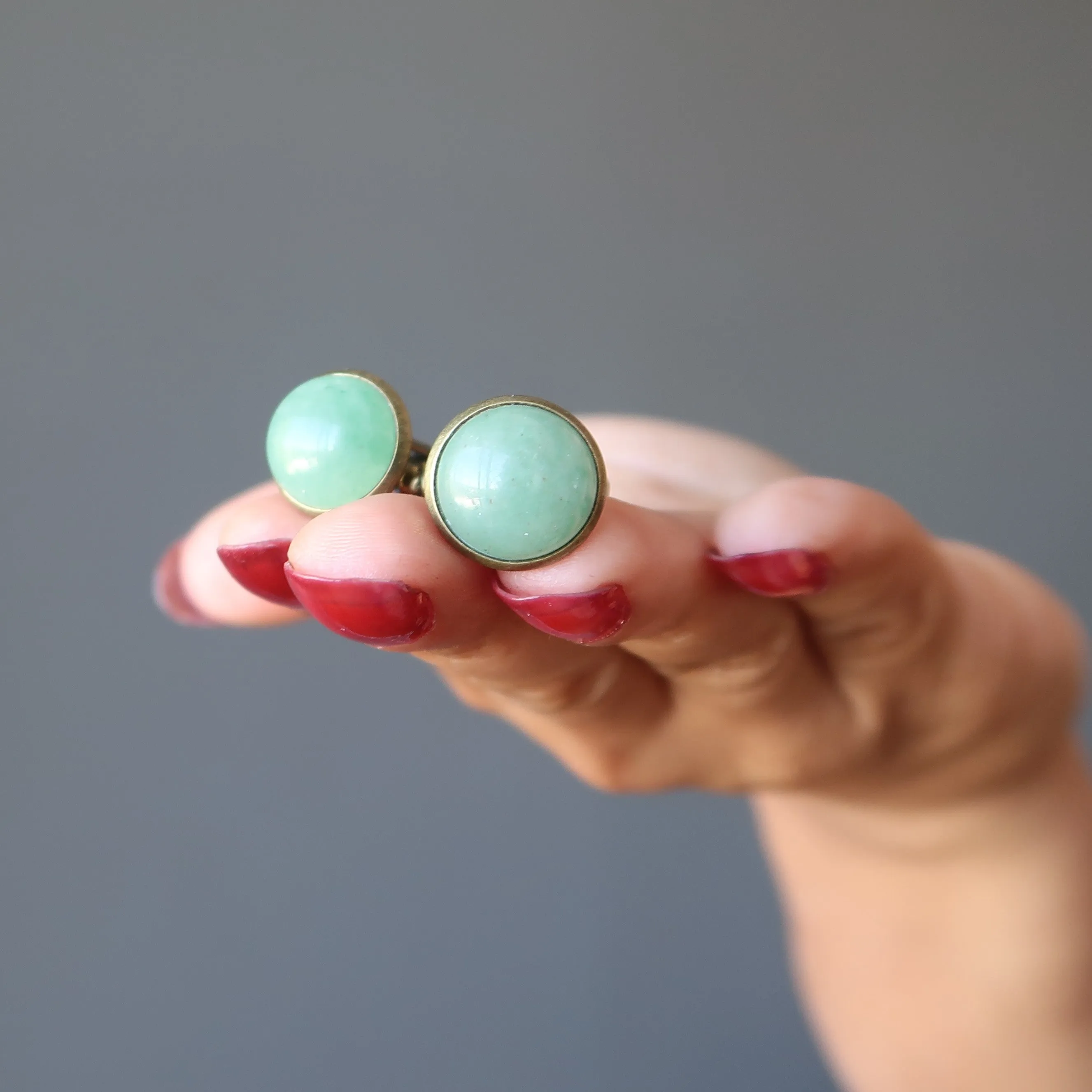 Green Aventurine Cufflinks Wealthy Boss Bronze