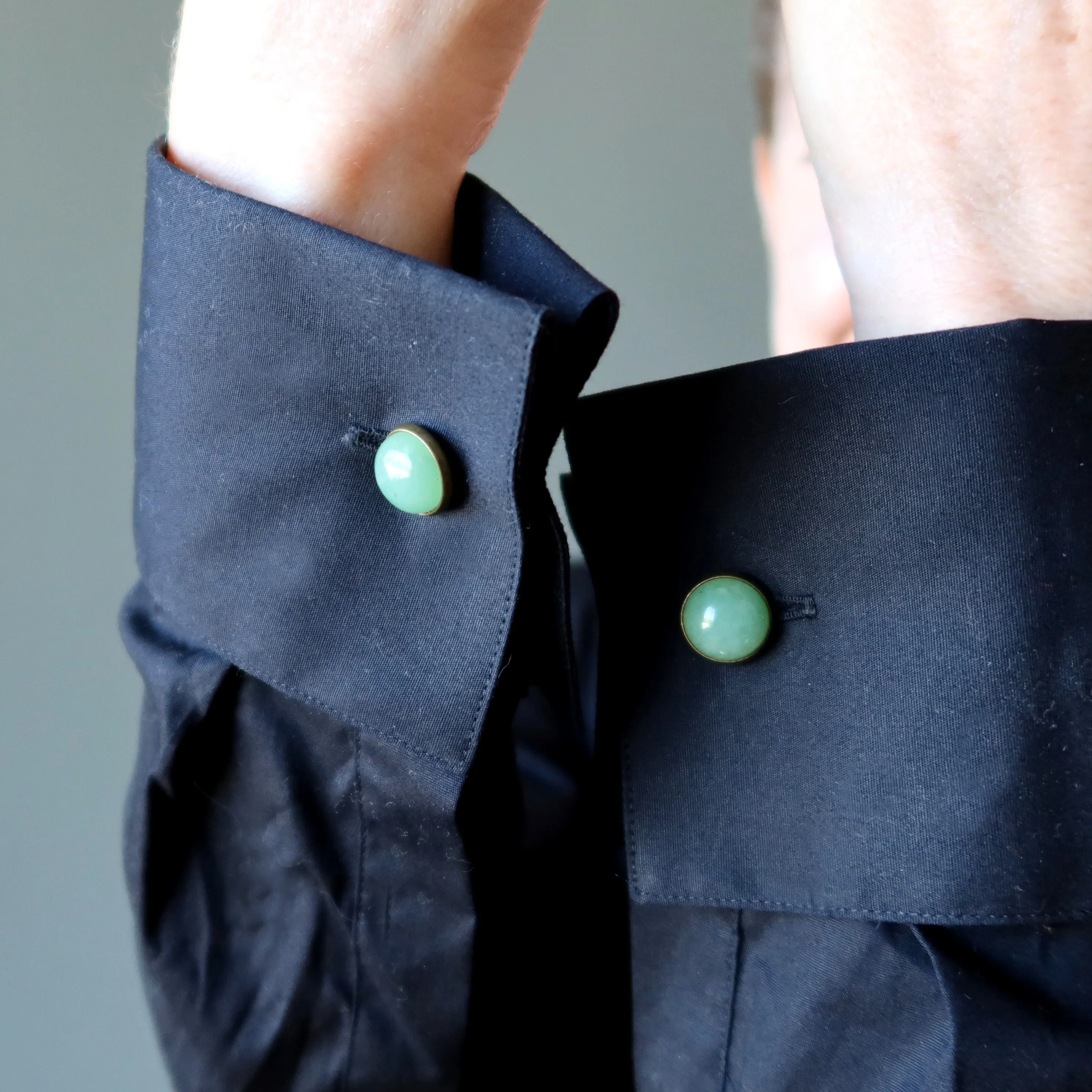 Green Aventurine Cufflinks Wealthy Boss Bronze