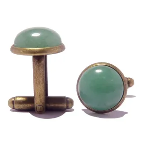 Green Aventurine Cufflinks Wealthy Boss Bronze