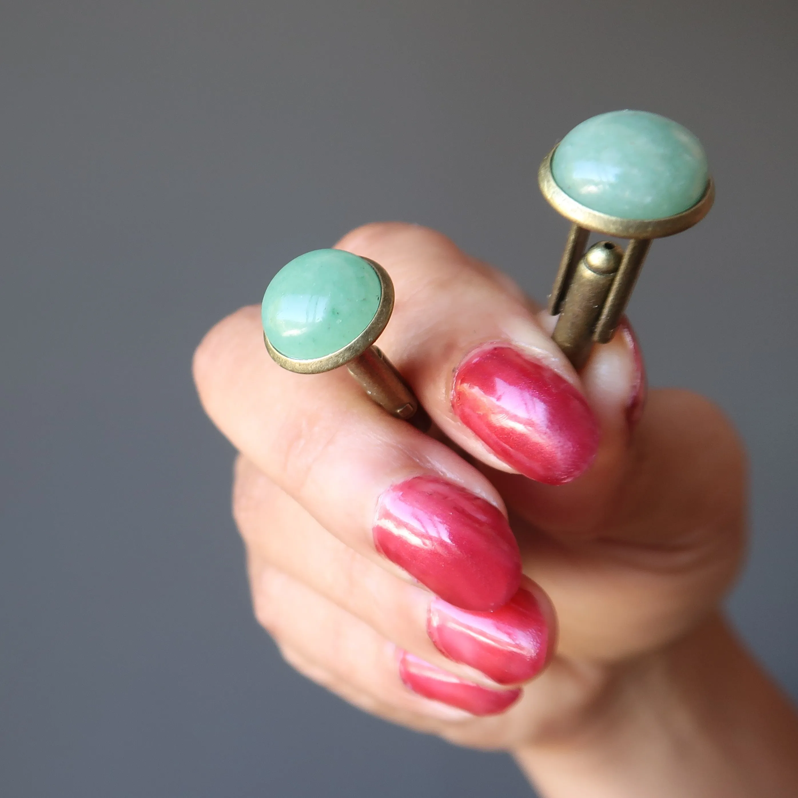 Green Aventurine Cufflinks Wealthy Boss Bronze