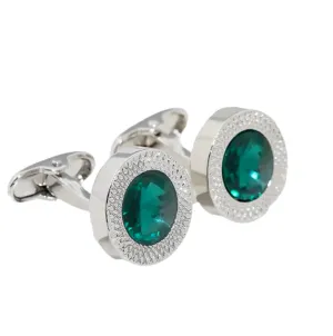 Green Rhinestone Cufflinks