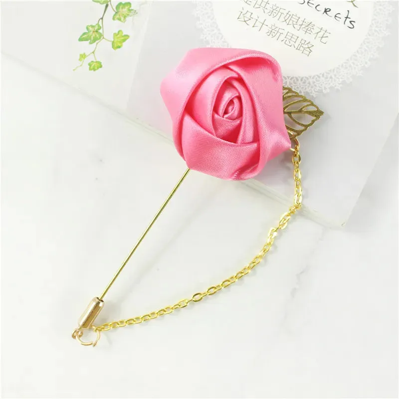 Groom Boutonniere Corsage Pins Wedding Silk Flower