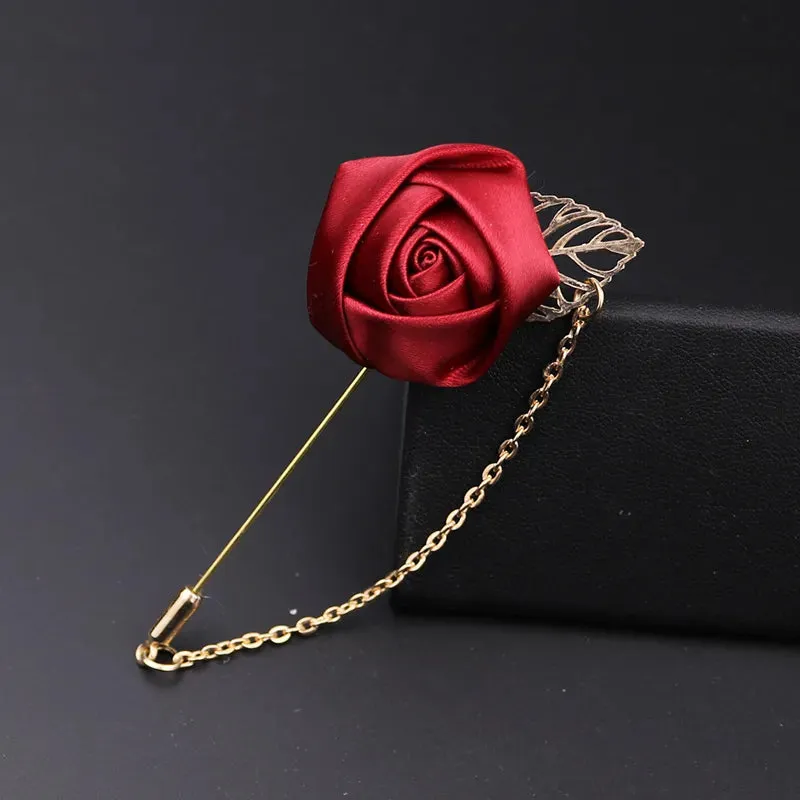 Groom Boutonniere Corsage Pins Wedding Silk Flower
