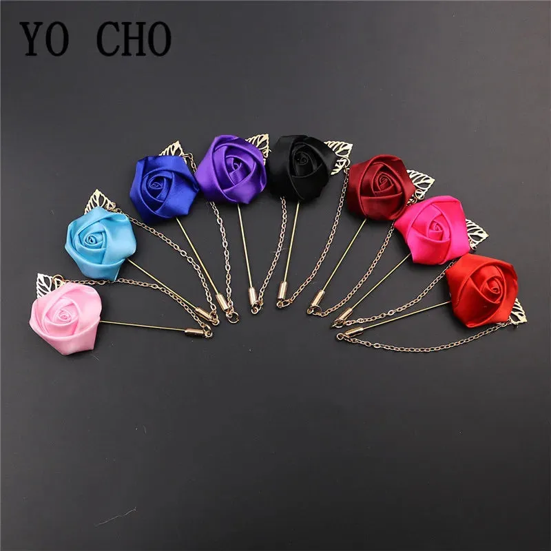 Groom Boutonniere Corsage Pins Wedding Silk Flower