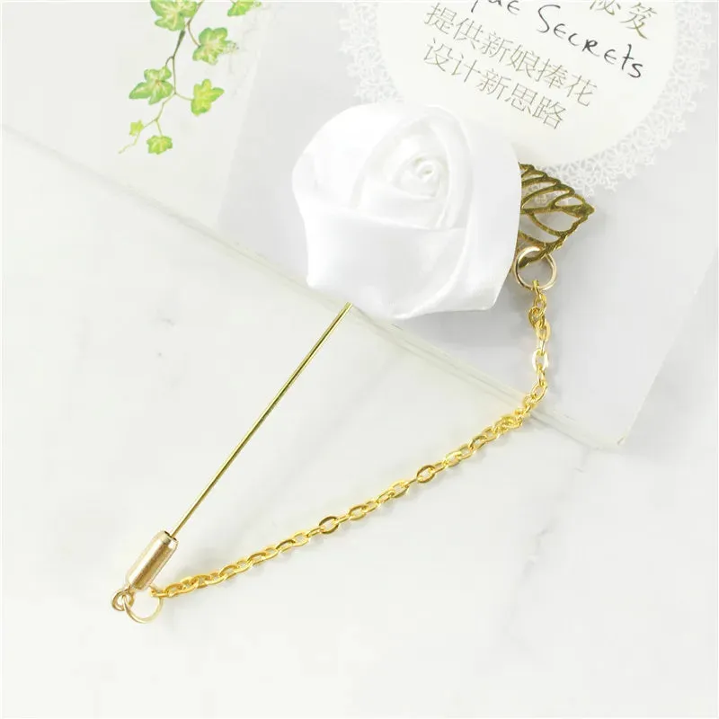 Groom Boutonniere Corsage Pins Wedding Silk Flower