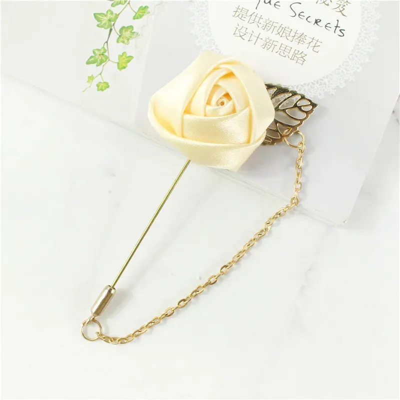 Groom Boutonniere Corsage Pins Wedding Silk Flower