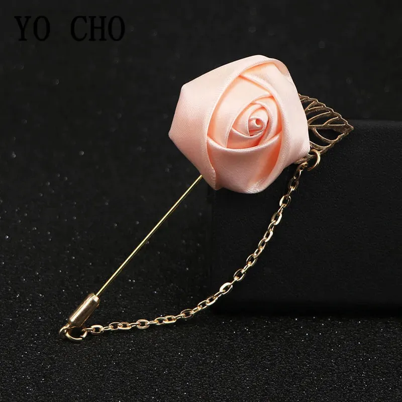 Groom Boutonniere Corsage Pins Wedding Silk Flower