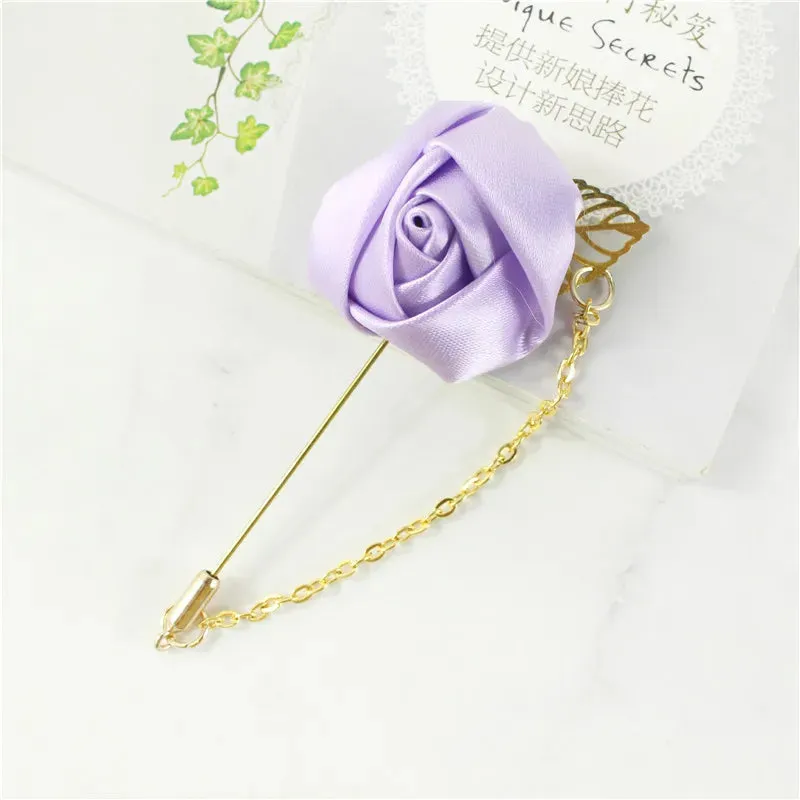Groom Boutonniere Corsage Pins Wedding Silk Flower