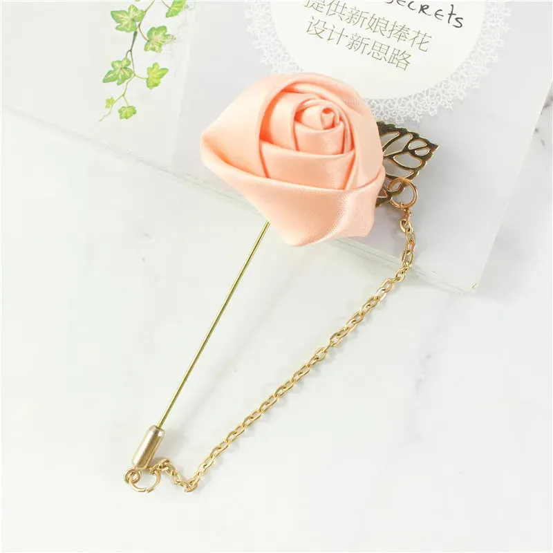 Groom Boutonniere Corsage Pins Wedding Silk Flower