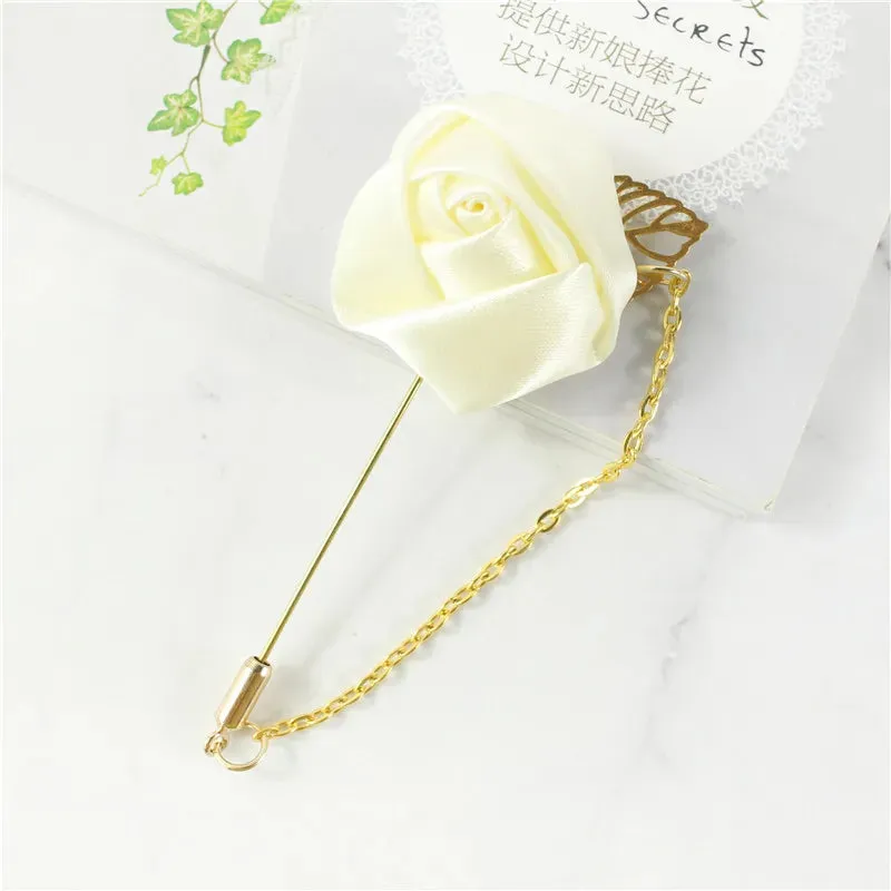 Groom Boutonniere Corsage Pins Wedding Silk Flower
