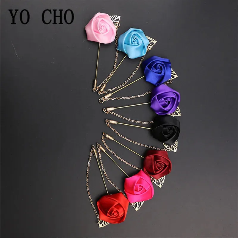 Groom Boutonniere Corsage Pins Wedding Silk Flower