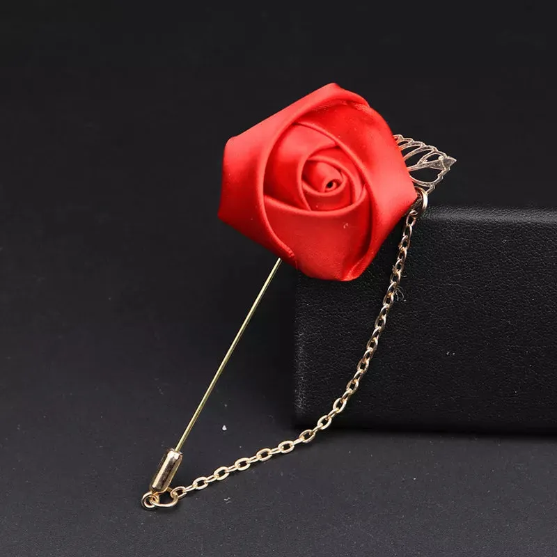 Groom Boutonniere Corsage Pins Wedding Silk Flower